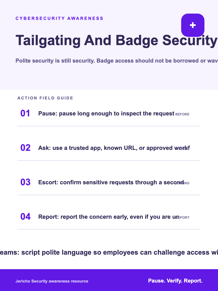 Tailgating And Badge Security: practical team habit guide. preview